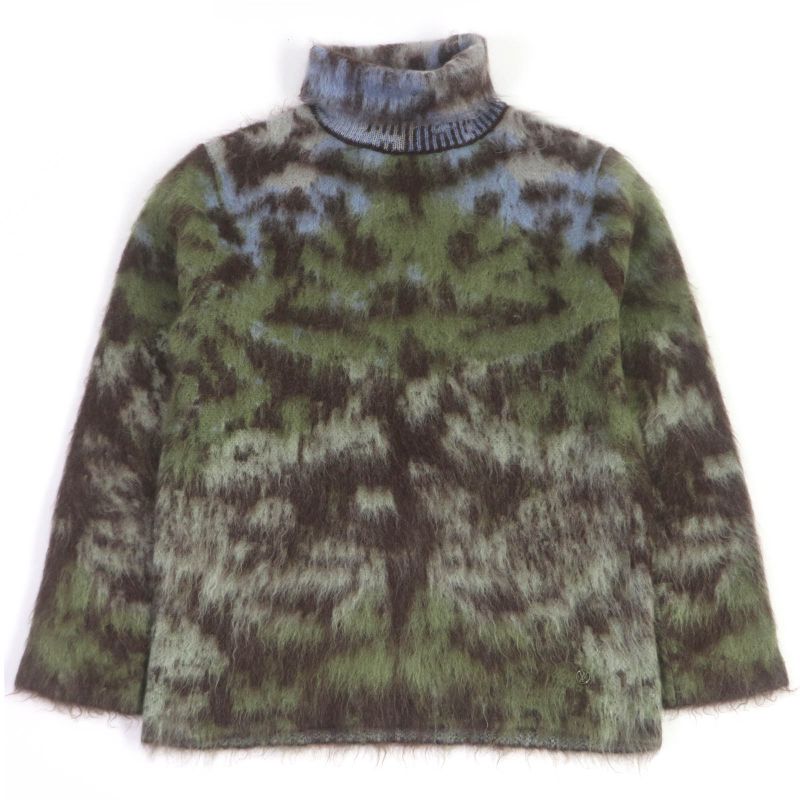 Louis Vuitton 19AW Mohair LV Circle Logo Hardware Total Pattern Turtleneck Knit