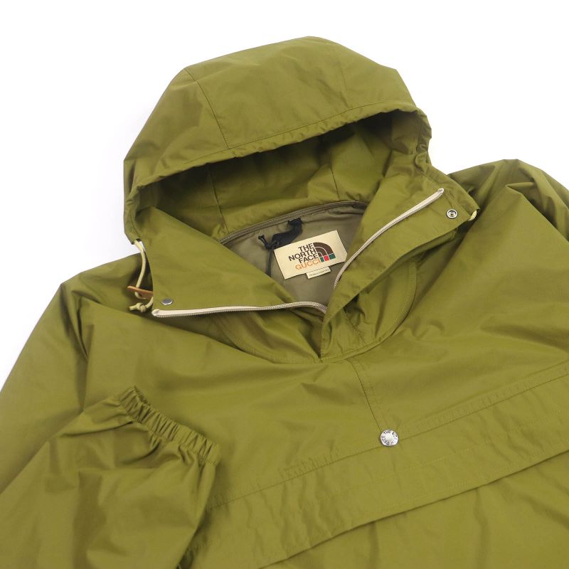 Gucci The North Face 21SS 648874 Logo Patch Hooded Anorak Hoodie Raincoat Khaki