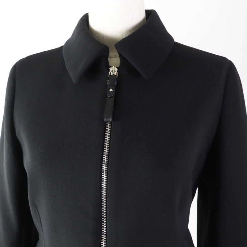 Hermes 22AW 2h0203dm Wool Lined Silk Blend Zip Up Jacket Black 36 Made In