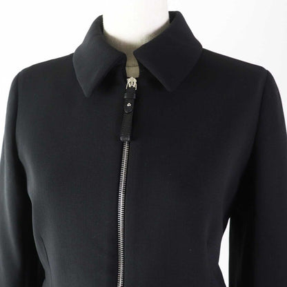 Hermes 22AW 2h0203dm Wool Lined Silk Blend Zip Up Jacket Black 36 Made In