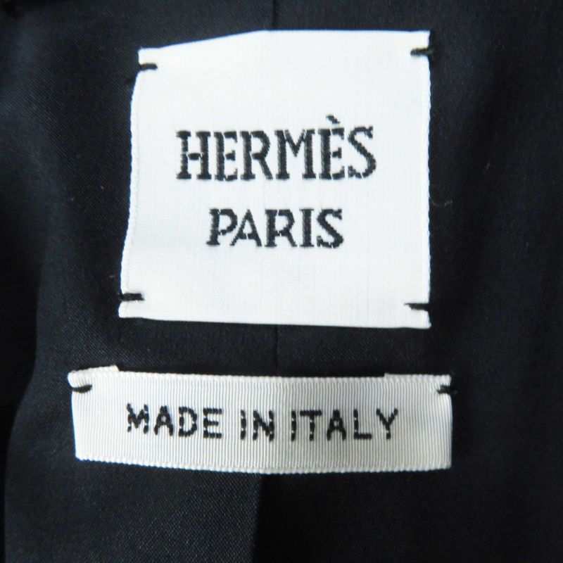 Hermes 22AW 2h0203dm Wool Lined Silk Blend Zip Up Jacket Black 36 Made In