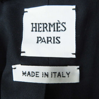 Hermes 22AW 2h0203dm Wool Lined Silk Blend Zip Up Jacket Black 36 Made In