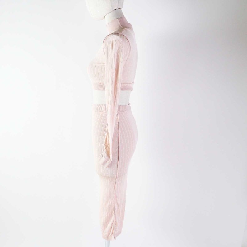 Fendi 22 Fzx834/fzq689 Rayon Setup Top/skirt Light Pink 36 Made In Italy