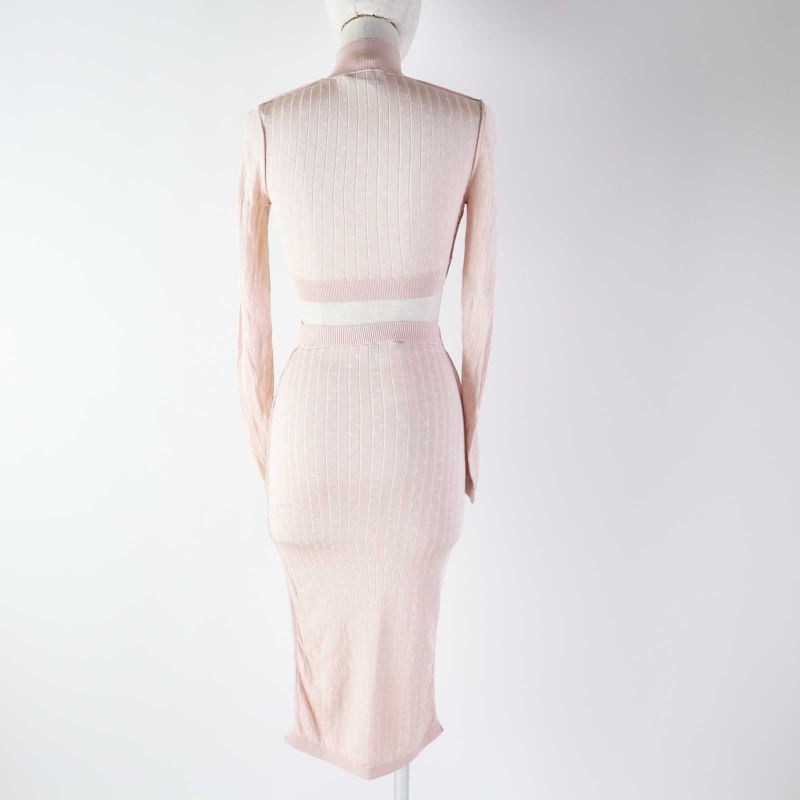 Fendi 22 Fzx834/fzq689 Rayon Setup Top/skirt Light Pink 36 Made In Italy