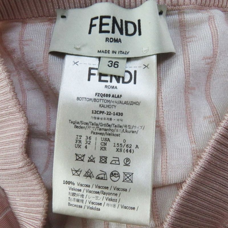 Fendi 22 Fzx834/fzq689 Rayon Setup Top/skirt Light Pink 36 Made In Italy
