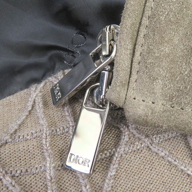 DIOR Homme 23AW 383l419c0686 Zipped Varsity Blouson Suede Leather Padded