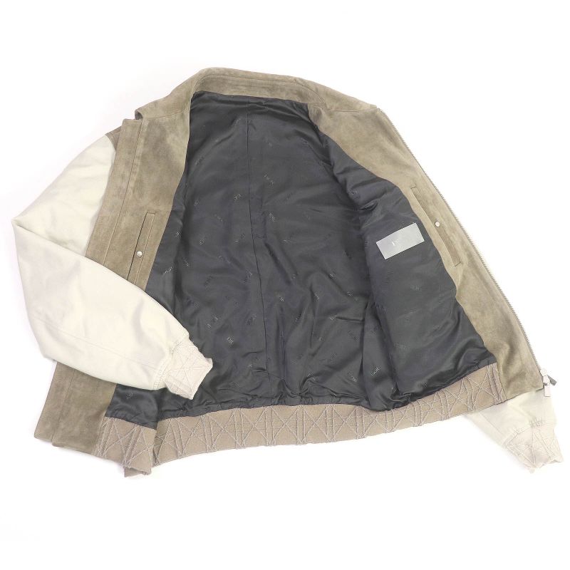 DIOR Homme 23AW 383l419c0686 Zipped Varsity Blouson Suede Leather Padded