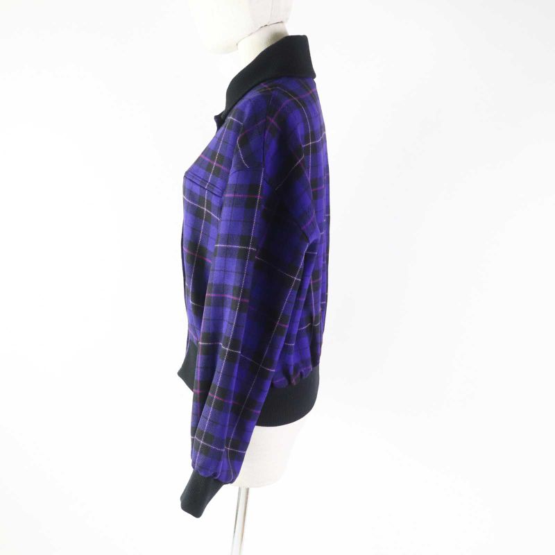 Christian DIOR Vintage 100% Wool Plaid Blouson Purple M Women