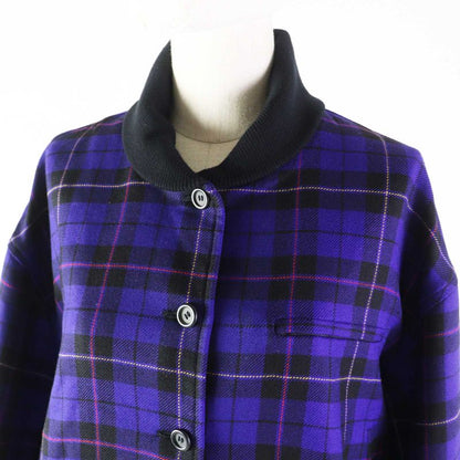 Christian DIOR Vintage 100% Wool Plaid Blouson Purple M Women
