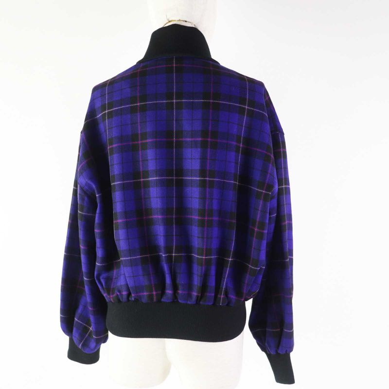 Christian DIOR Vintage 100% Wool Plaid Blouson Purple M Women
