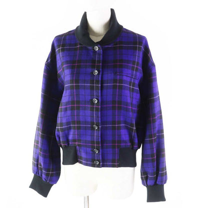 Christian DIOR Vintage 100% Wool Plaid Blouson Purple M Women