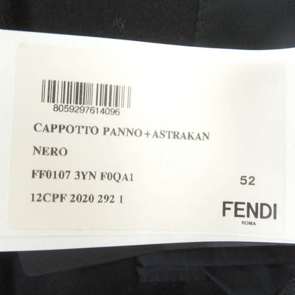 Fendi 2020 Ff01073yn Wool Cashmere Blend Collar Lam Fur Logo Button Chester