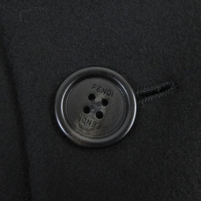 Fendi 2020 Ff01073yn Wool Cashmere Blend Collar Lam Fur Logo Button Chester