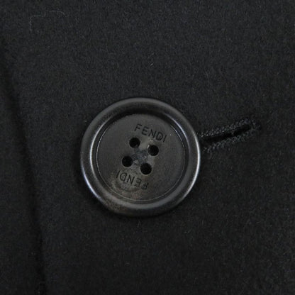 Fendi 2020 Ff01073yn Wool Cashmere Blend Collar Lam Fur Logo Button Chester