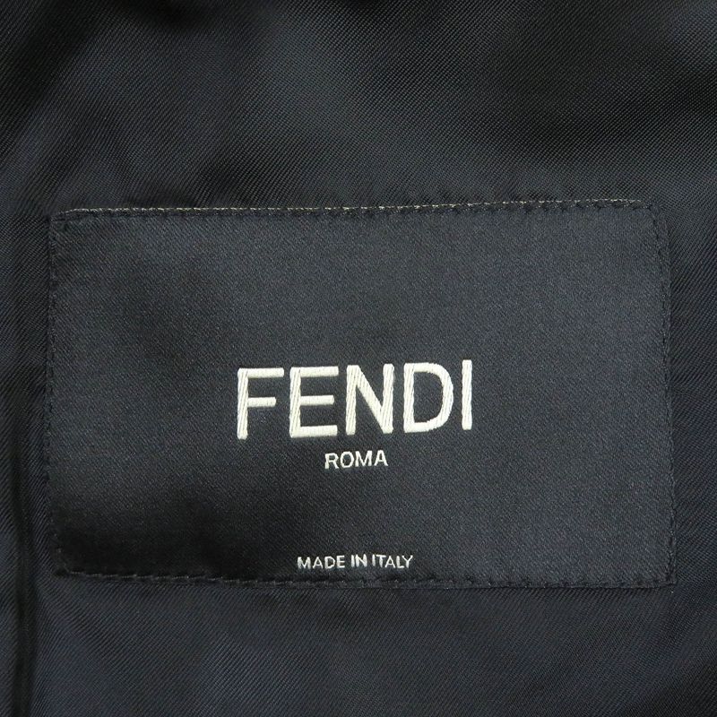 Fendi 2020 Ff01073yn Wool Cashmere Blend Collar Lam Fur Logo Button Chester