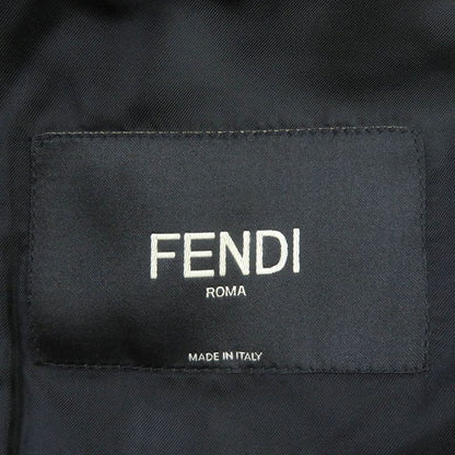 Fendi 2020 Ff01073yn Wool Cashmere Blend Collar Lam Fur Logo Button Chester