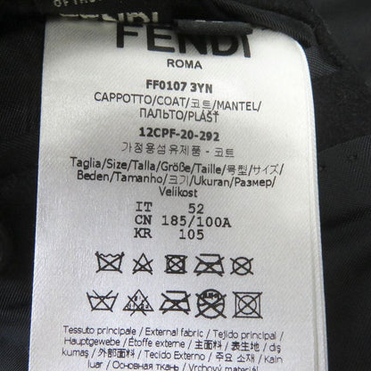 Fendi 2020 Ff01073yn Wool Cashmere Blend Collar Lam Fur Logo Button Chester