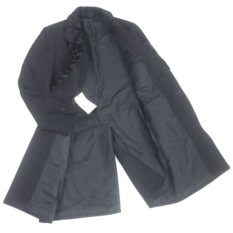 Fendi 2020 Ff01073yn Wool Cashmere Blend Collar Lam Fur Logo Button Chester