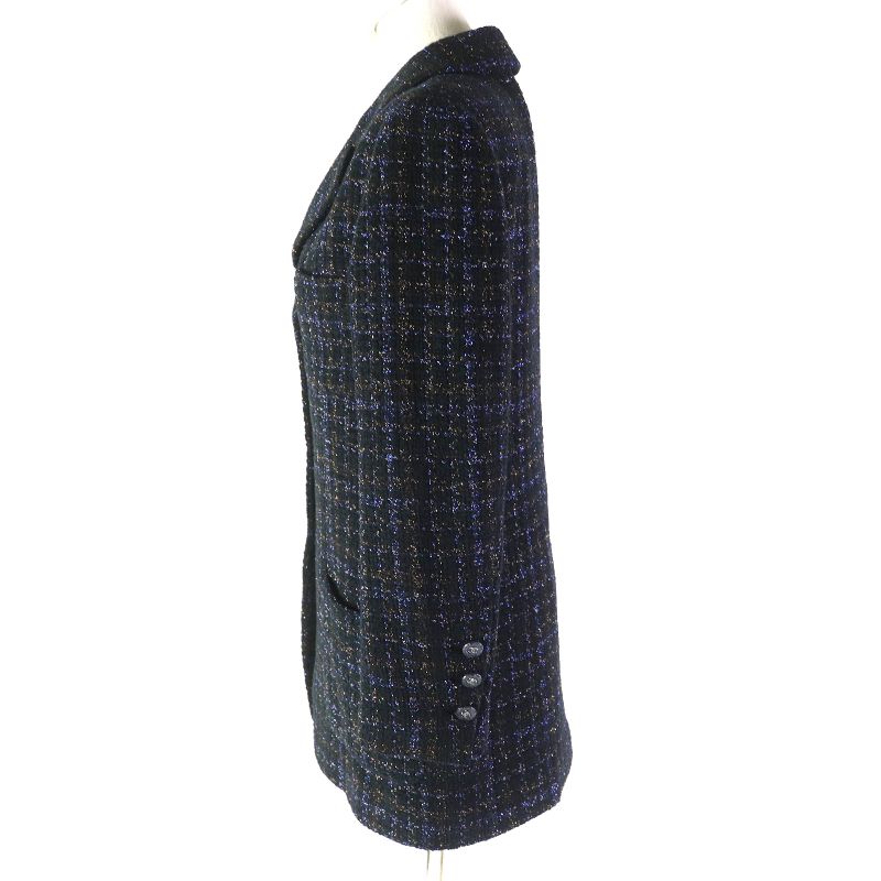 CHANEL P71761 Cotton Wool Lined 100% Silk Rhinestone Coco Button Color Lame