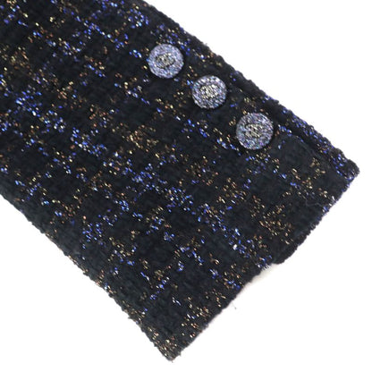 CHANEL P71761 Cotton Wool Lined 100% Silk Rhinestone Coco Button Color Lame