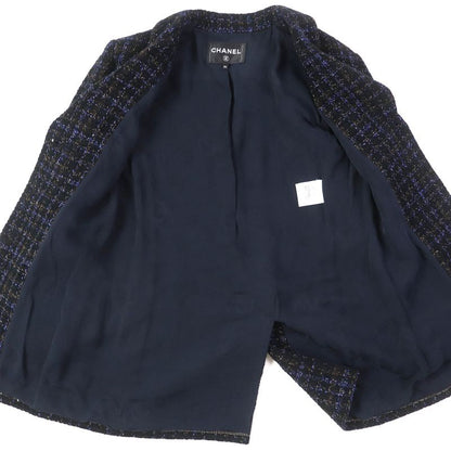 CHANEL P71761 Cotton Wool Lined 100% Silk Rhinestone Coco Button Color Lame