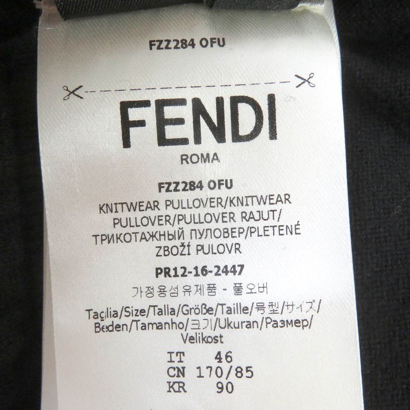 Fendi Fzz284 Cotton Cashmere Face Light Hand Crewneck Sweater Knit Black 46