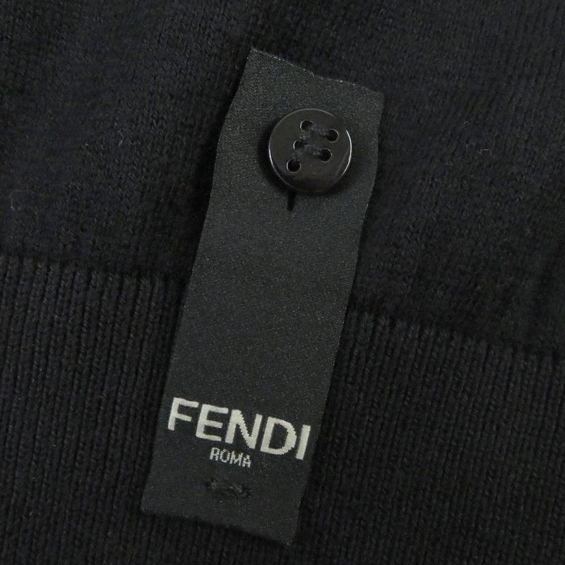 Fendi Fzz284 Cotton Cashmere Face Light Hand Crewneck Sweater Knit Black 46