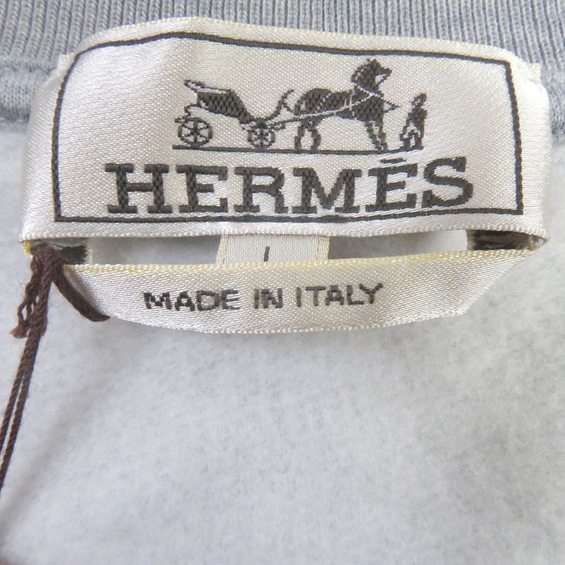 Hermes Chevaux En Symmetry 100% Cotton Horse Lamb Leather Patch Sweatshirt
