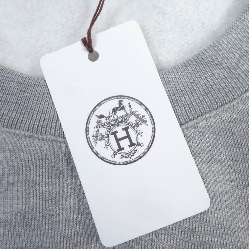 Hermes Chevaux En Symmetry 100% Cotton Horse Lamb Leather Patch Sweatshirt