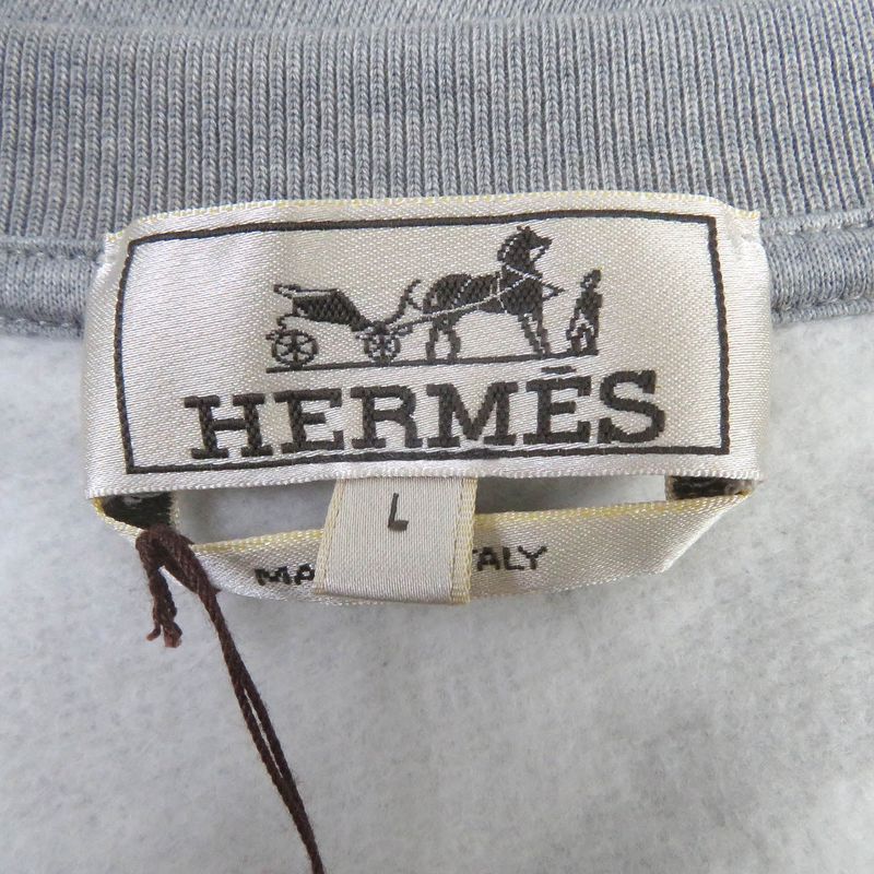 Hermes Chevaux En Symmetry 100% Cotton Horse Lamb Leather Patch Sweatshirt