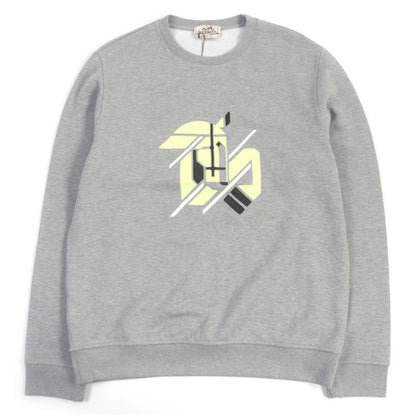 Hermes Chevaux En Symmetry 100% Cotton Horse Lamb Leather Patch Sweatshirt