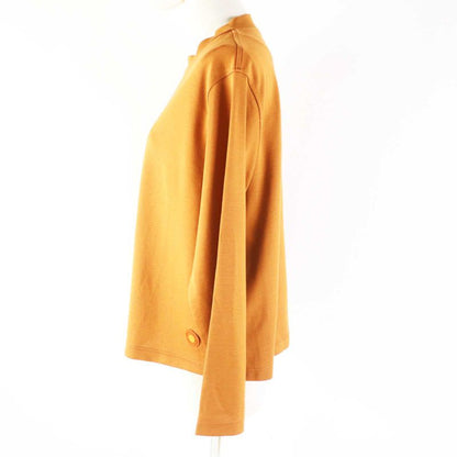 Hermes 3e4610dg Silk Blend Long Sleeve Pullover/top With Serie Patch Camel 36