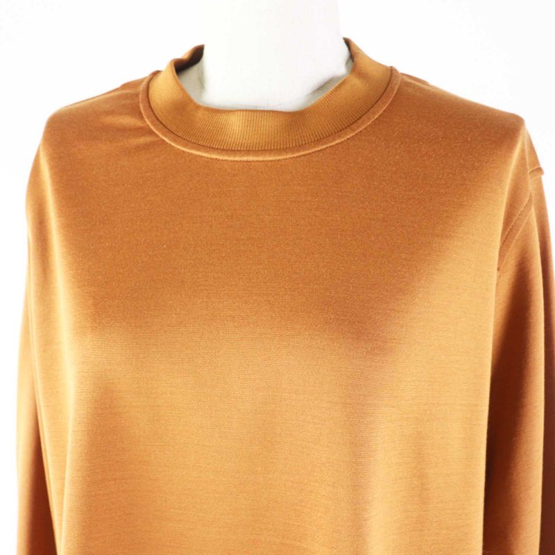 Hermes 3e4610dg Silk Blend Long Sleeve Pullover/top With Serie Patch Camel 36