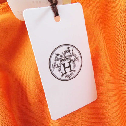 Hermes 3e4610dg Silk Blend Long Sleeve Pullover/top With Serie Patch Camel 36