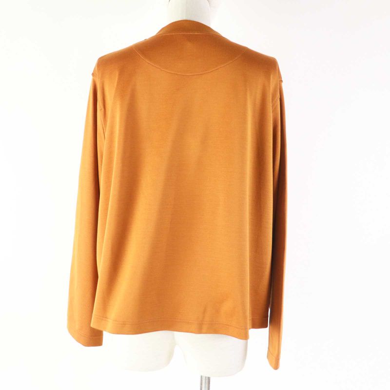 Hermes 3e4610dg Silk Blend Long Sleeve Pullover/top With Serie Patch Camel 36