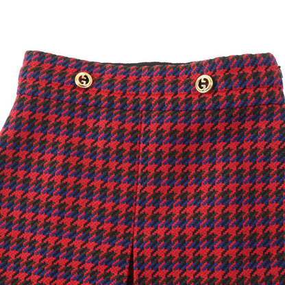 Gucci 643737 Wool Interlocking G Houndstooth Staggered Skirt Multi 40 Made In