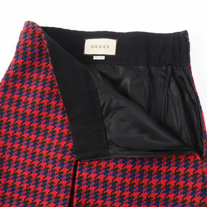 Gucci 643737 Wool Interlocking G Houndstooth Staggered Skirt Multi 40 Made In