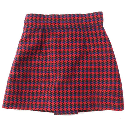 Gucci 643737 Wool Interlocking G Houndstooth Staggered Skirt Multi 40 Made In