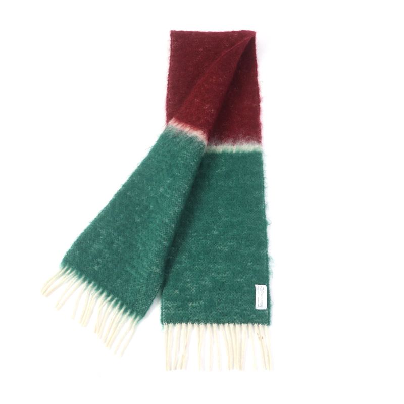 LOEWE Mohair Wool Blend Scarf/stole With Anagram Logo Patch And Fringe Multicolo