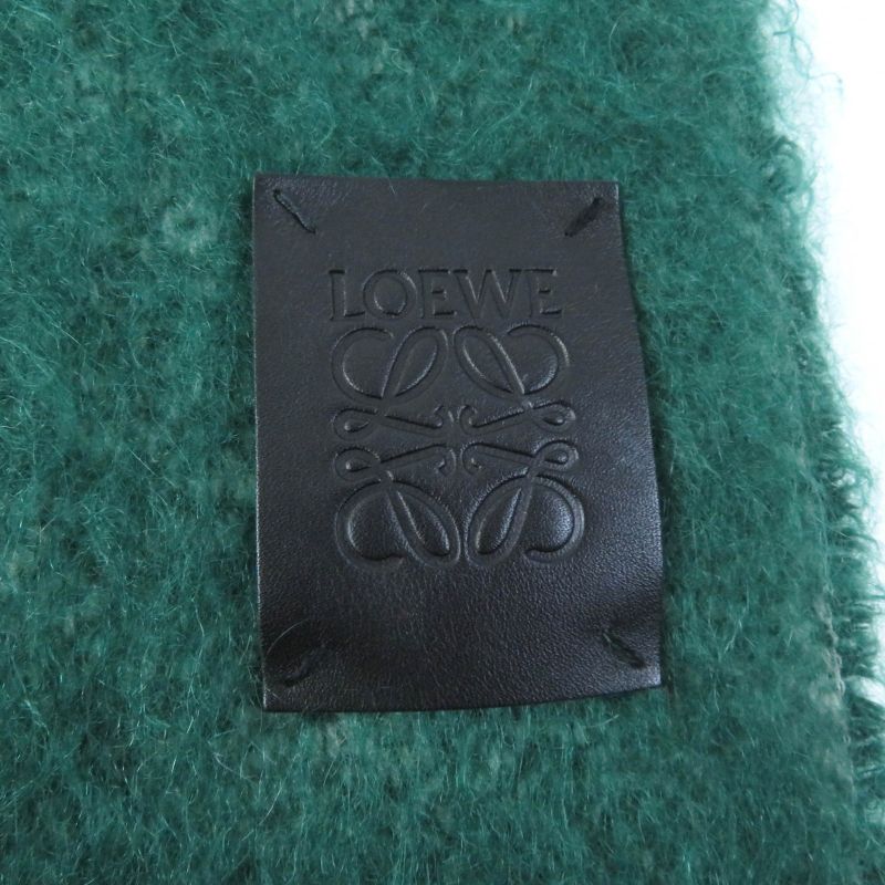 LOEWE Mohair Wool Blend Scarf/stole With Anagram Logo Patch And Fringe Multicolo