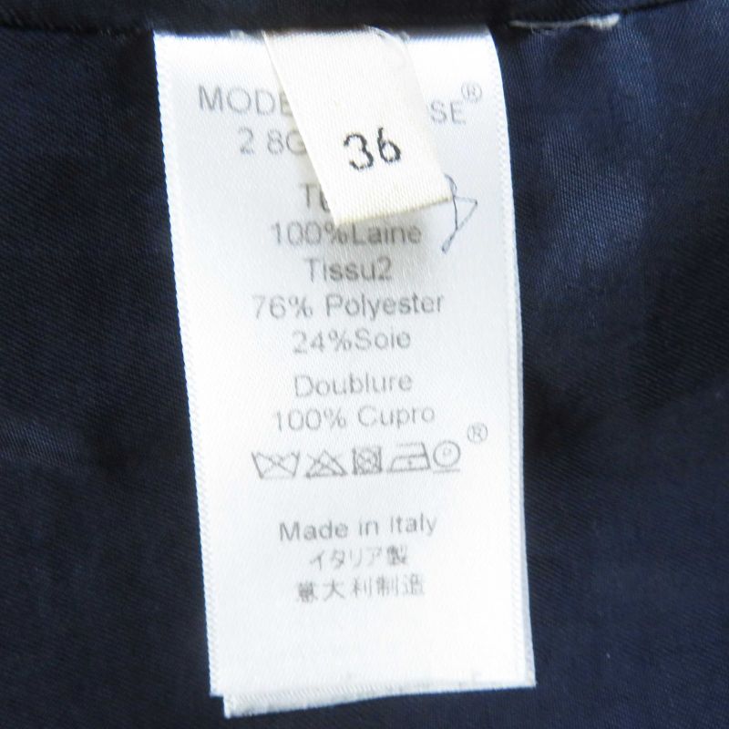 Celine Phoebe Period Wool 100% Silk Front Open Crombie Coat Navy Black 36 Made