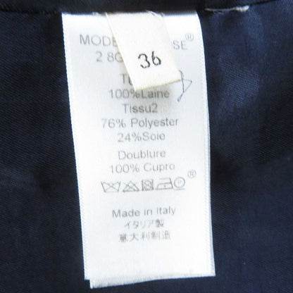 Celine Phoebe Period Wool 100% Silk Front Open Crombie Coat Navy Black 36 Made