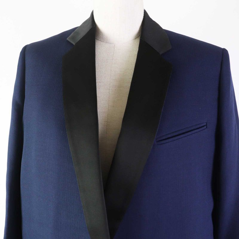 Celine Phoebe Period Wool 100% Silk Front Open Crombie Coat Navy Black 36 Made