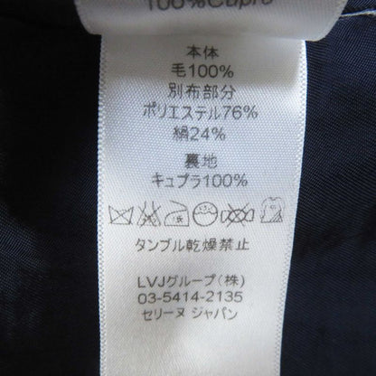 Celine Phoebe Period Wool 100% Silk Front Open Crombie Coat Navy Black 36 Made