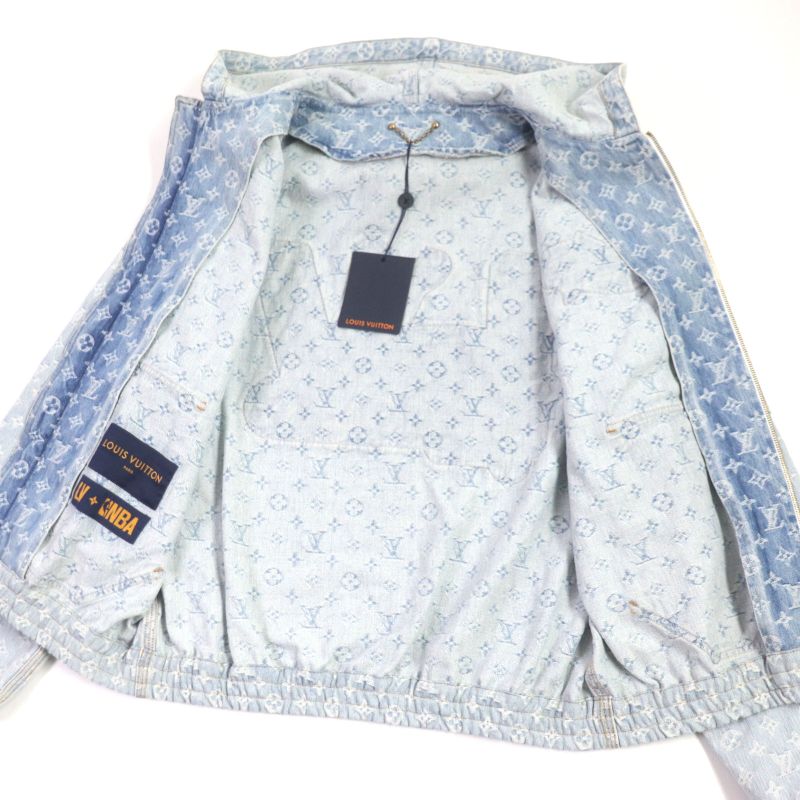 Louis Vuitton 1a8wts Monogram NBA Zip-through Hoodie Ice Blue 50 With Hanger