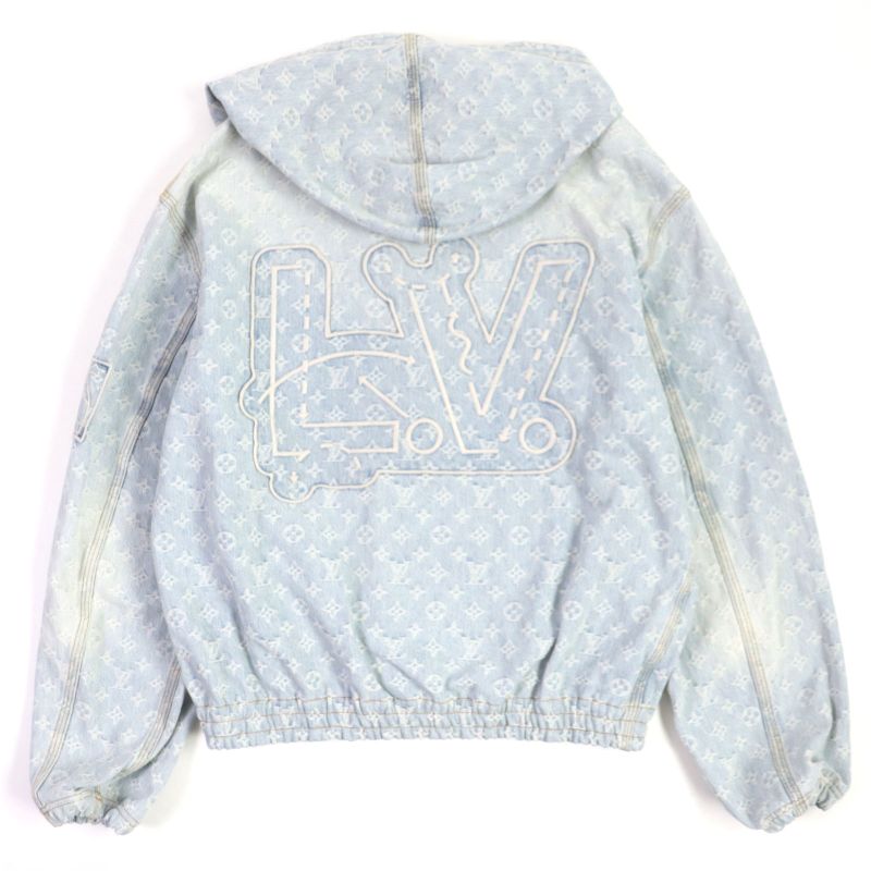 Louis Vuitton 1a8wts Monogram NBA Zip-through Hoodie Ice Blue 50 With Hanger