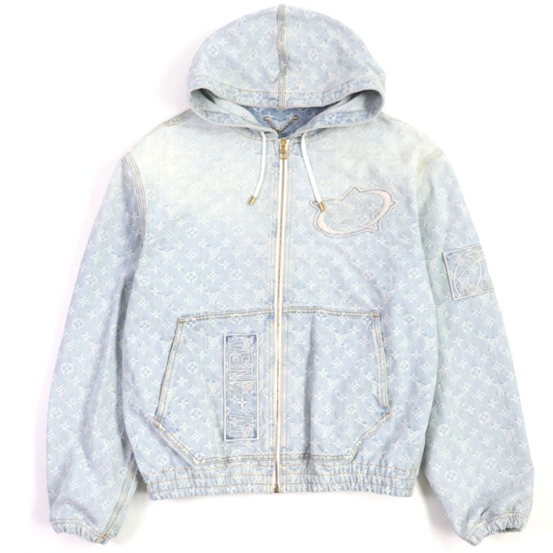 Louis Vuitton 1a8wts Monogram NBA Zip-through Hoodie Ice Blue 50 With Hanger