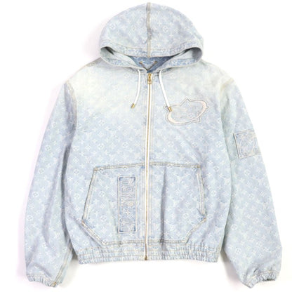 Louis Vuitton 1a8wts Monogram NBA Zip-through Hoodie Ice Blue 50 With Hanger