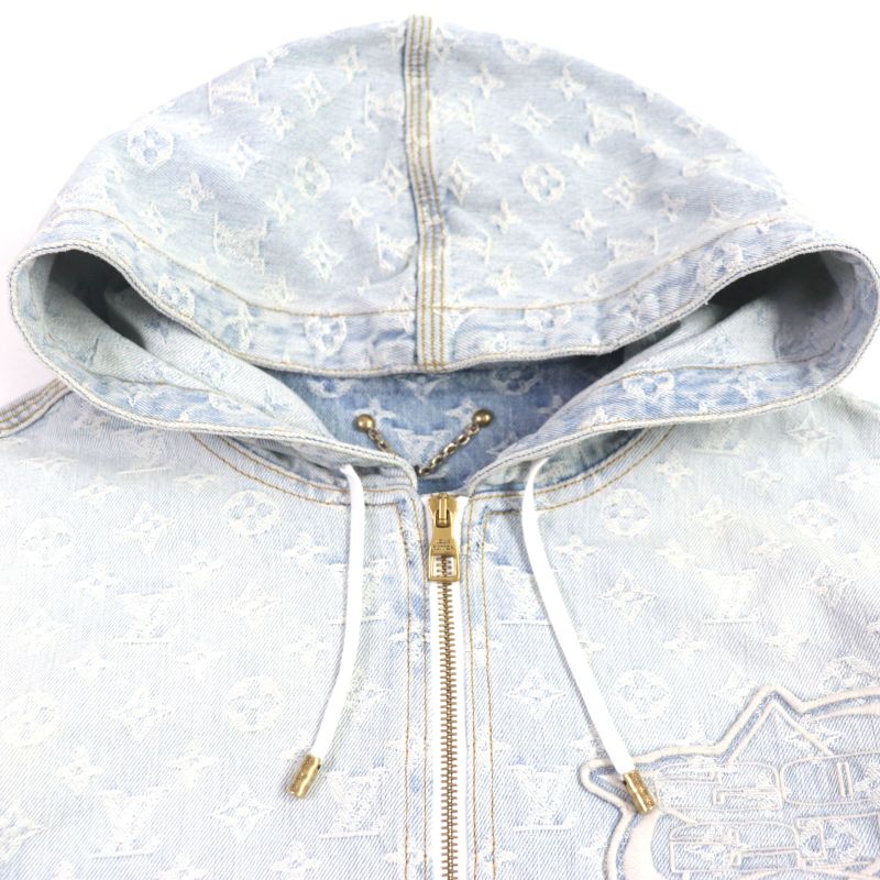 Louis Vuitton 1a8wts Monogram NBA Zip-through Hoodie Ice Blue 50 With Hanger