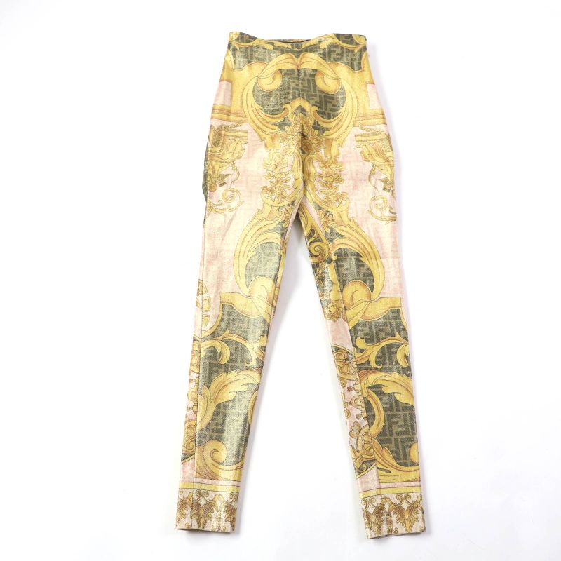 Fendi Versace Fendace 22SS Fr6372 FF Logo Baroque Leggings/pants/spats Multi 36